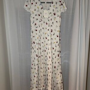 Cream and Black Flutter Sleeve Maxi Sundress